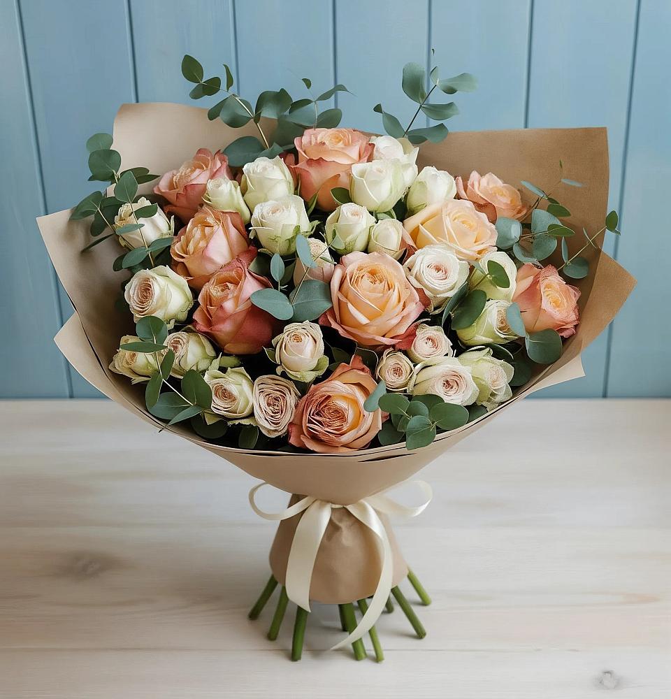 Букет цветов из: Альстромерии и Розы в Струбково