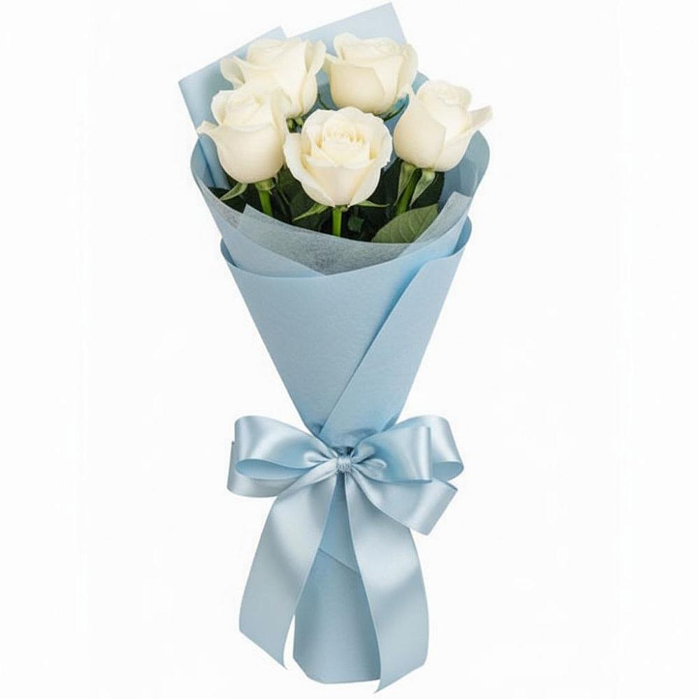 Букет 5 Белых роз Проуд в Струбково