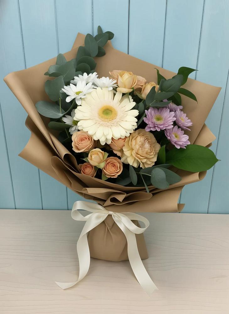 Букет цветов из: Герберы и Хризантемы в Струбково
