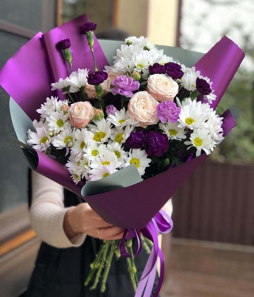 Букет цветов из: Хризантемы, Гвоздики и Розы в Струбково