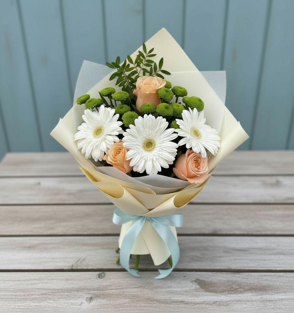 Букет цветов из: Герберы, Розы и Хризантемы в Струбково