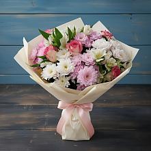 Букет цветов из:  Хризантемы, Альстромерии и Розы #REPLACE_PRED# Струбково