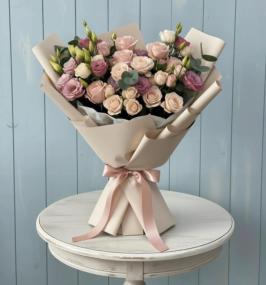 Букет цветов из: Розы и Лизиантусы в Струбково