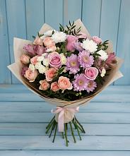 Букет цветов из:  Хризантемы, Розы и Альстромерии в Струбково