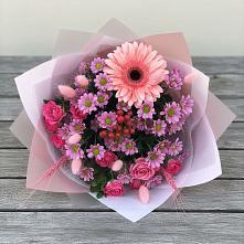 Букет цветов из:  Розы, Герберы и Хризантемы в Струбково